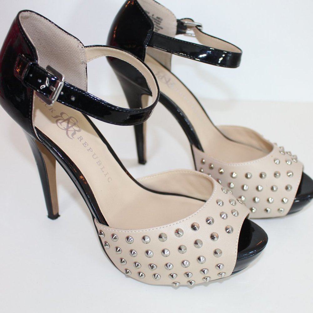 Rock & Republic Black and Cream Studded High Heels